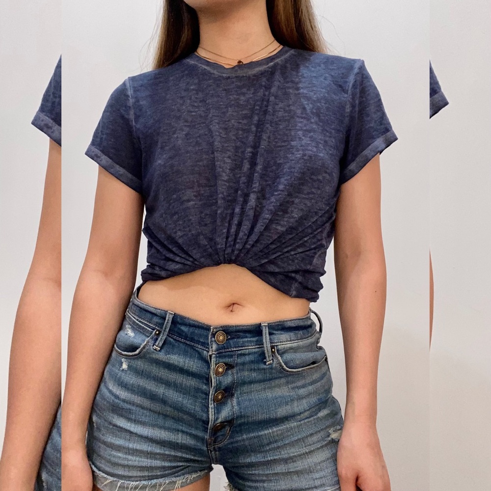 A&F Textured-Knit Tee - XS / Blue